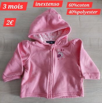 Veste à capuche fille 3 mois 