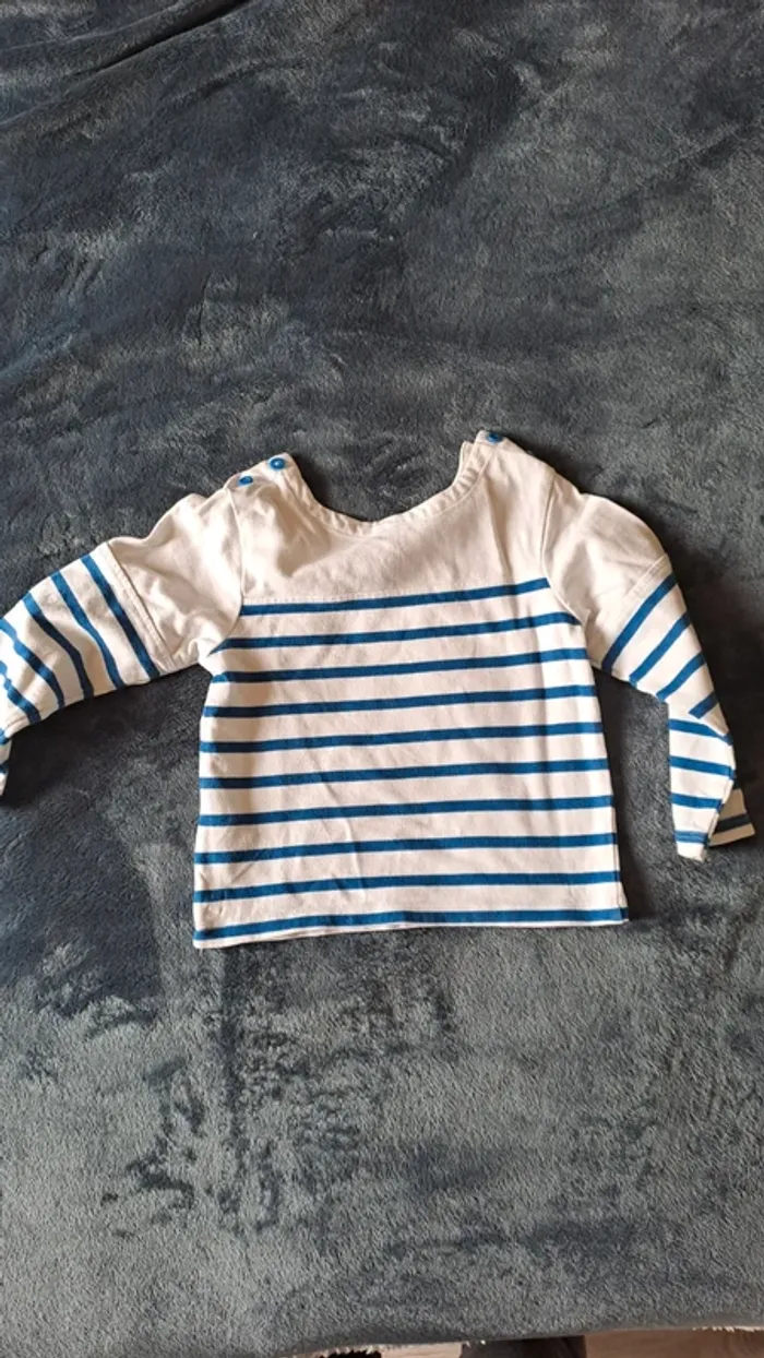 💚Haut marin bébé – manches longues  "Sunday Time" T. 23 mois - photo numéro 4