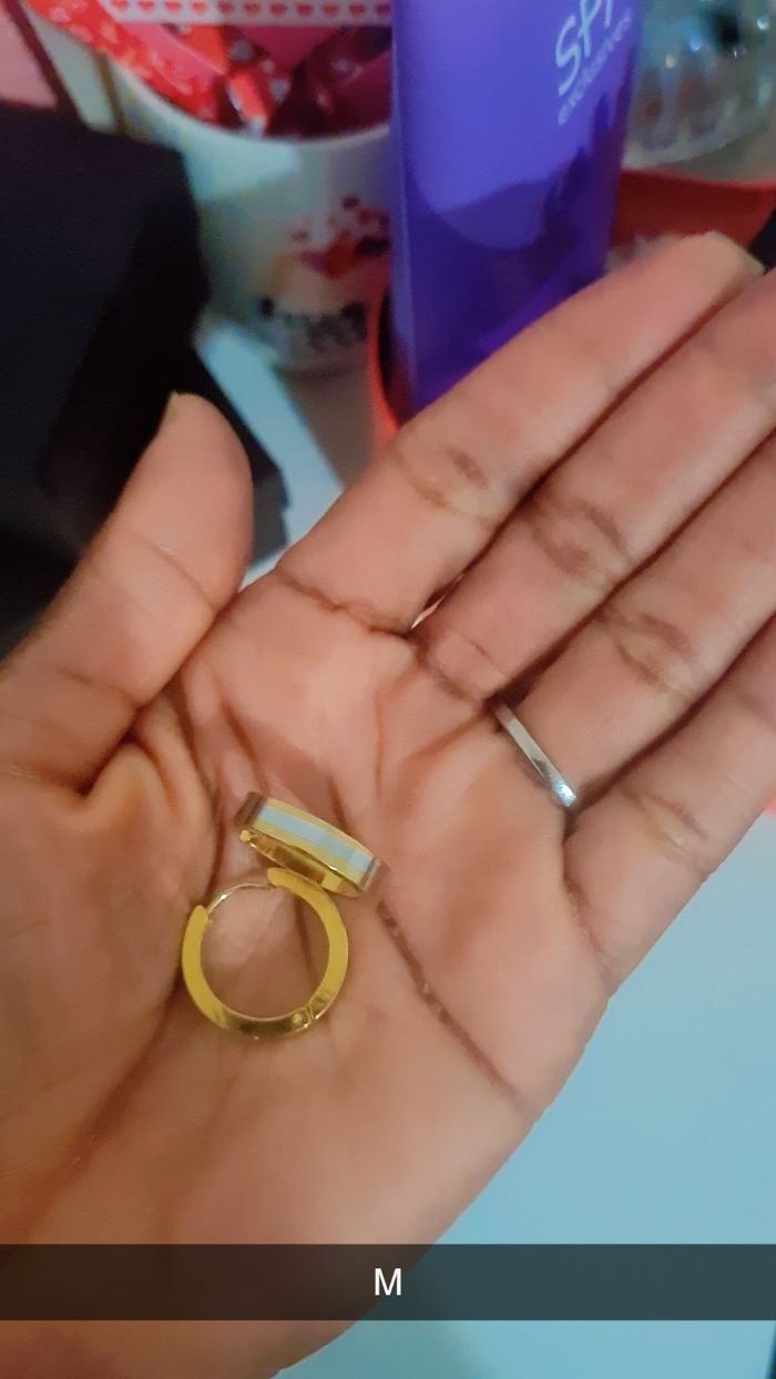 Boucle d'oreilles créole anneau,  acier inoxydable - photo numéro 3