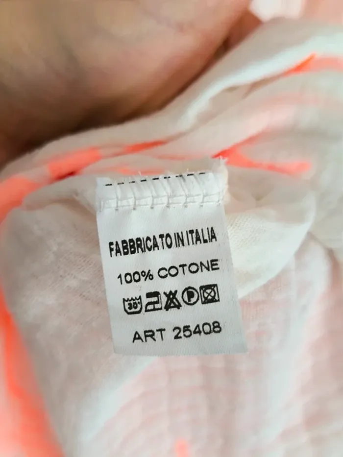 Robe longue été blanche et orange gaz de coton imprimé soleil TU 36 à 42 - photo numéro 9