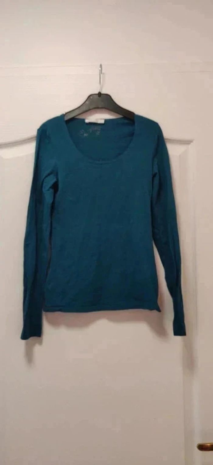 T-shirt ml vert foncé Promod 34