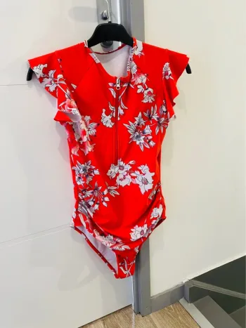 Maillot de bain femme taille M rouge fleurs