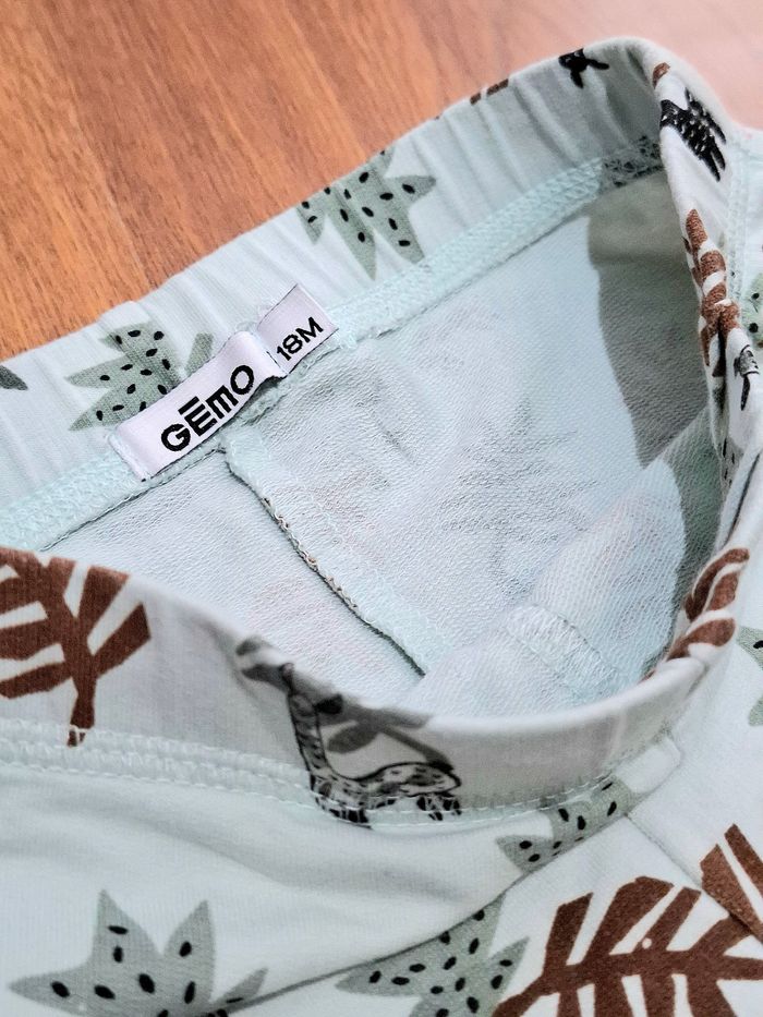 Jogging léger / bas de pyjama bébé – Gémo 18 mois – vert menthe motif lama & alpaga - photo numéro 2