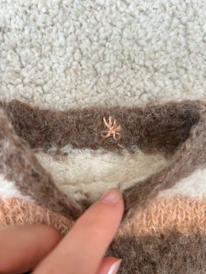 Pull chaud rayé fait main mixte - 6/9 mois - photo numéro 2