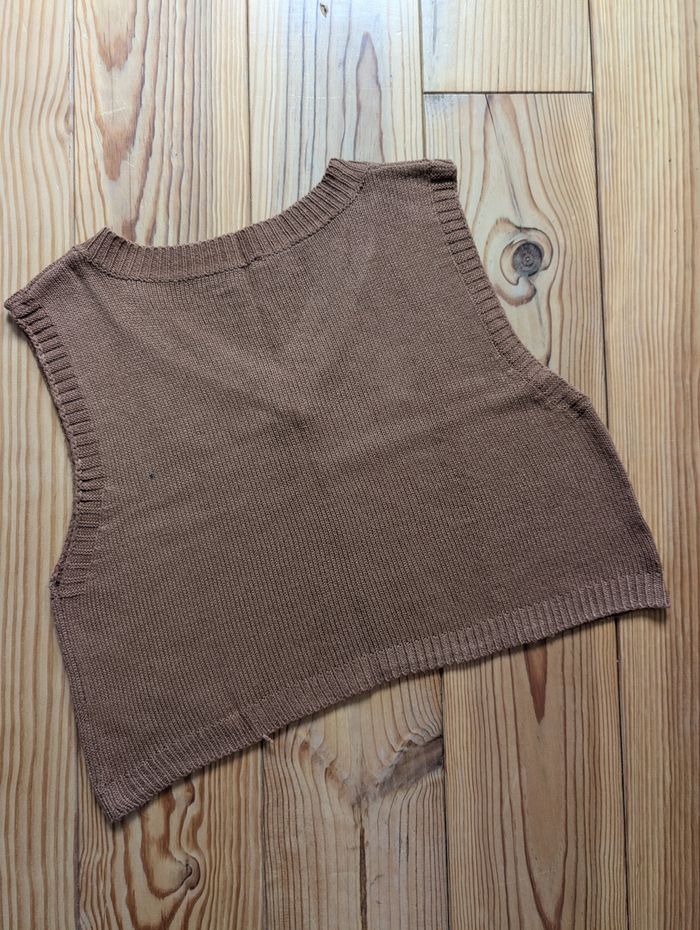 Pull sans manche marron - photo numéro 2