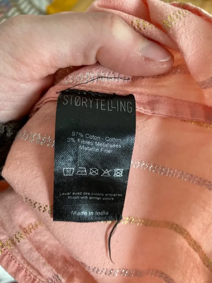 Blouse manche courte storytelling rose doré argent - photo numéro 6
