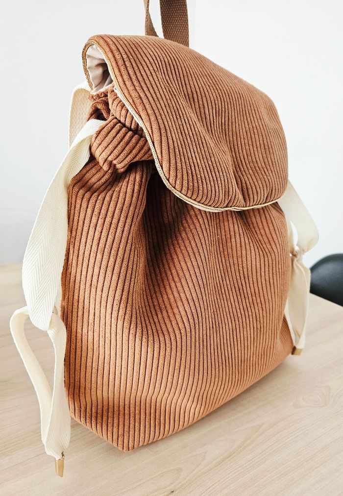 Sac à dos cotelé Chocolat - photo numéro 2