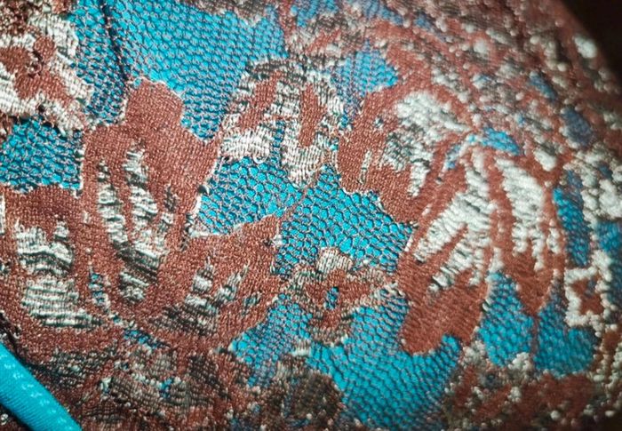 💎haut blouse cache coeur femme dentelle marron et bleu turquoise t xs 34 S 36 - photo numéro 7