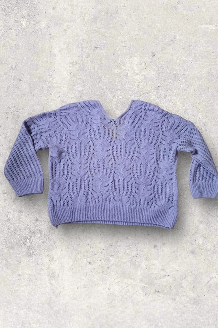 Pull maille col V lila "Bobbie & bob" made in Italy taille L ou 40 - photo numéro 3