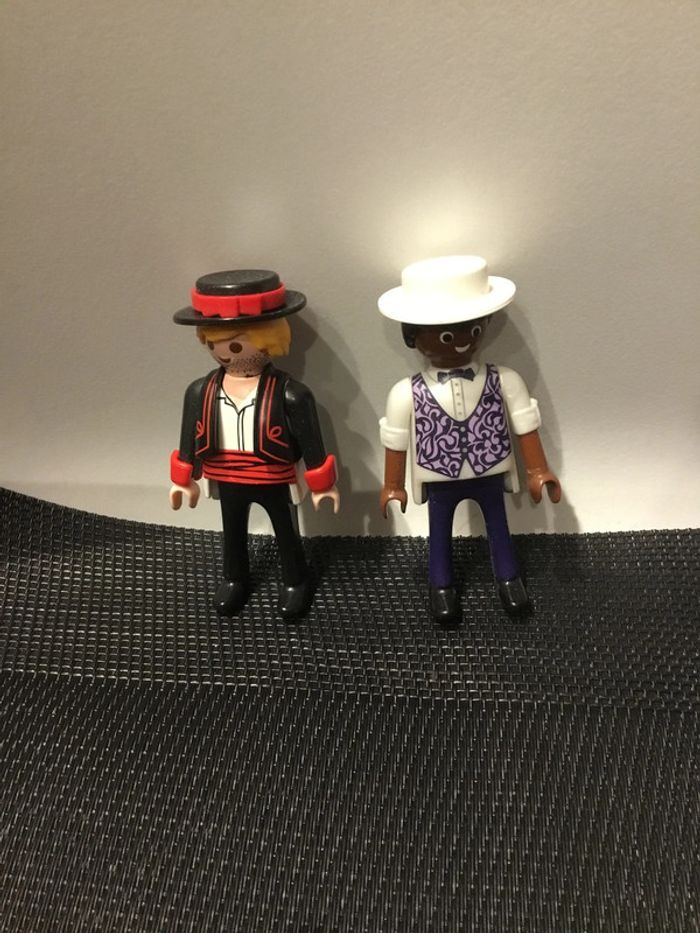 Playmobil lot 2 figurines hommes danseurs de flamenco avec chapeaux