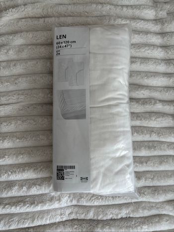 Lot 2 Drap housse blanc 120x60 IKEA