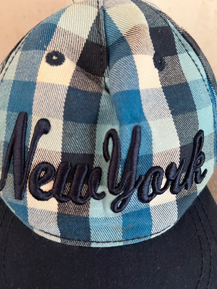 Casquette à carreaux bleue taille 74cm / 12 mois H&M - photo numéro 2