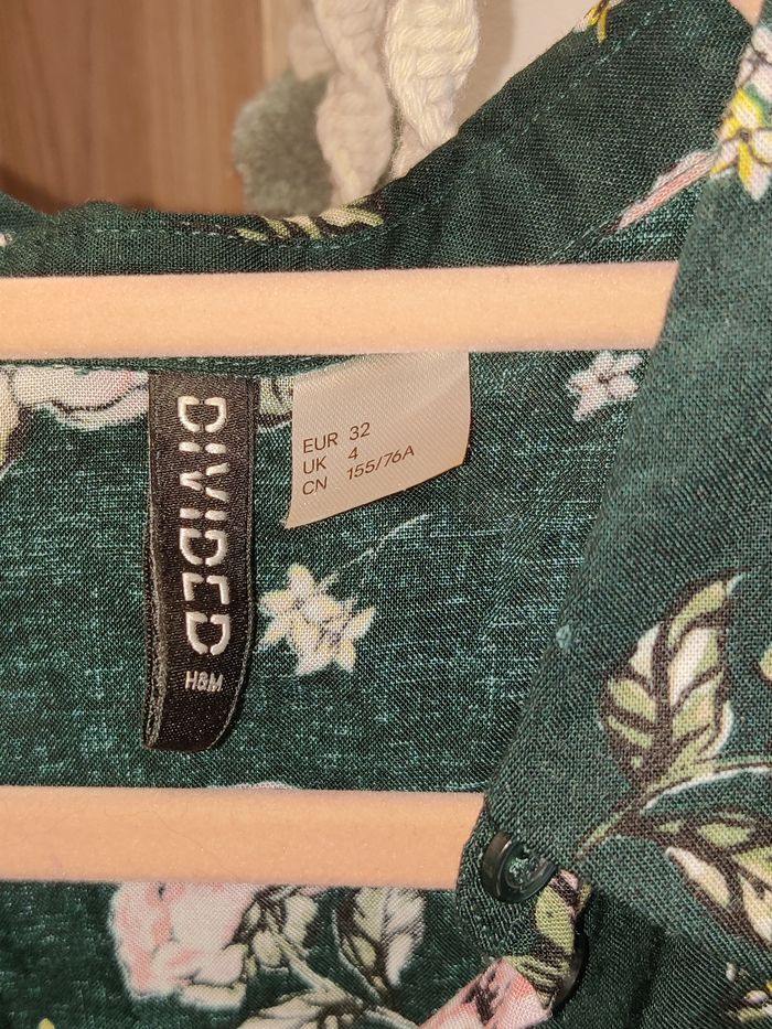 Chemise verte à fleurs esprit rétro H&M taille xs - photo numéro 4