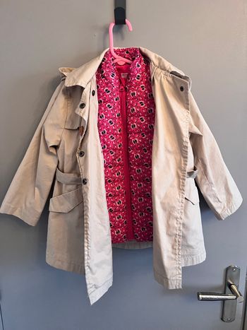 Imperméable beige 2 en 1 avec gilet sans manche rose amovible 