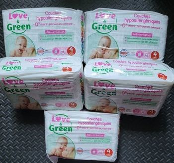 5 paquets de couches love and Green taille 4