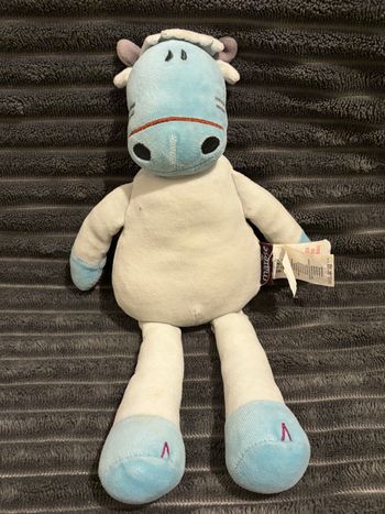 Doudou peluche vache girafe ane bleue marese
