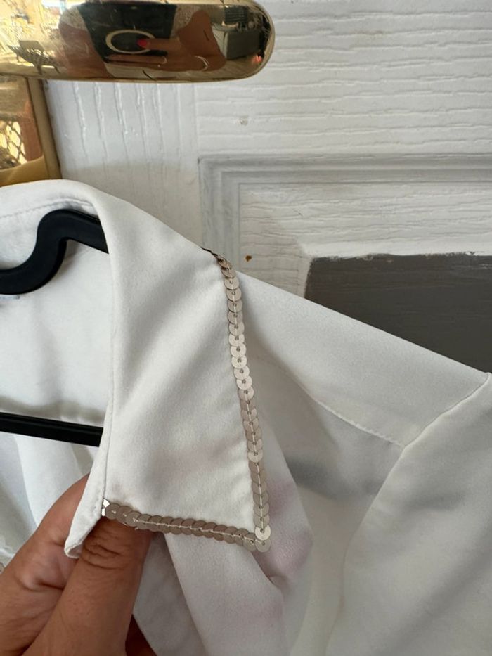 Chemisier blanc femme avec sequin doré phildar 38 - photo numéro 3