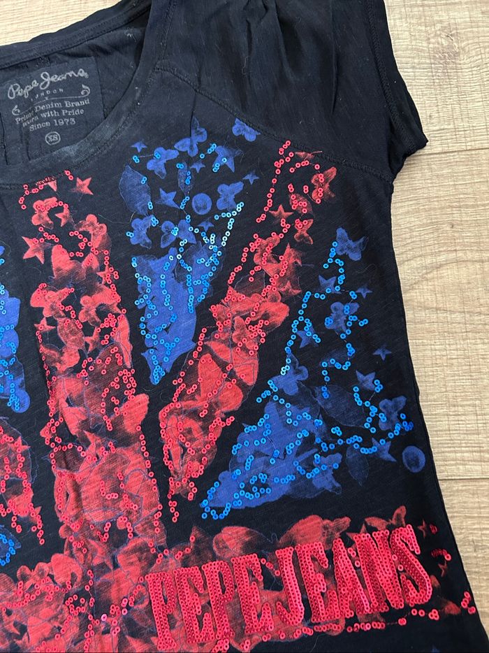 Teeshirt noir avec sequins Pepe Jeans taille XS bon état - photo numéro 9