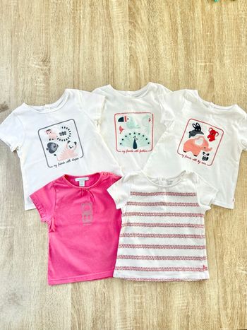 5 t-shirts manches courtes bébé fille