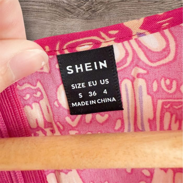 Combishort manches cœur cache cœur fuchsia abricot Shein taille 36 S - photo numéro 6