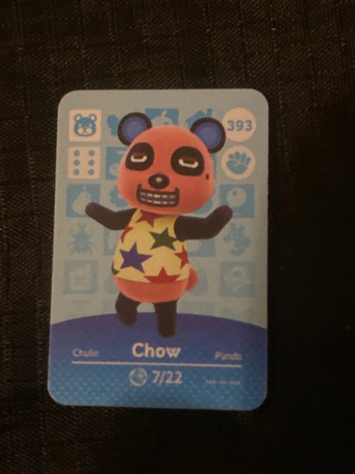 mini carte amiibo animal crossing Chow