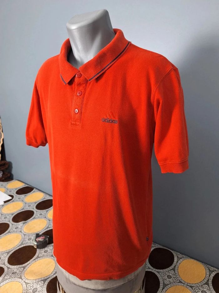 polo vintage Adidas manche courte homme rouge / taille L brodé (366)