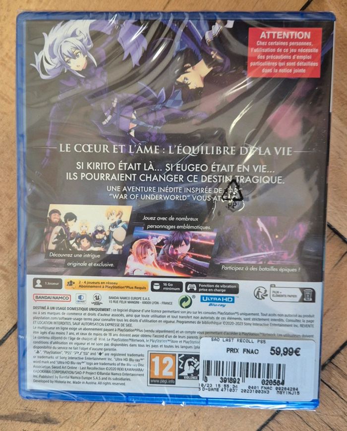 Sword art online. Neuf sous blister. Sony PlayStation 5 / PS5. - photo numéro 2