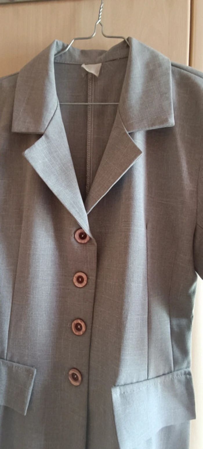 Veste blazer longue grise - photo numéro 4