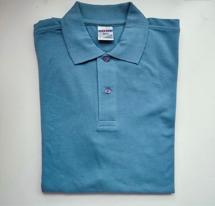Polo bleu-gris pour homme taille S, Jerzees