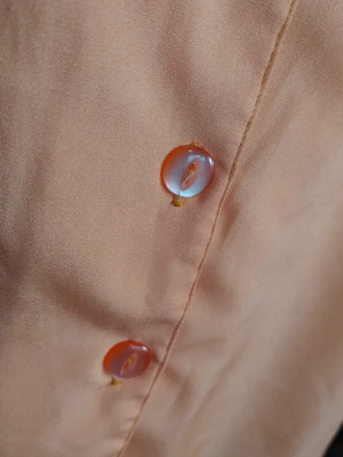 Chemisier chemise top blouse corail orange nœud lavallière - photo numéro 2