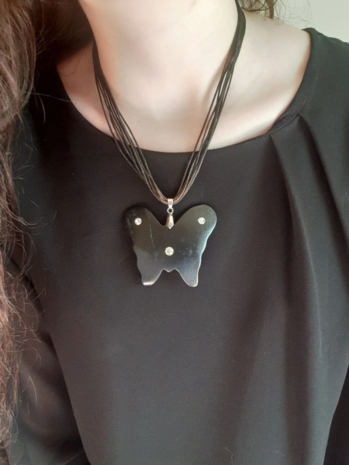 Parure boucle et collier papillon en bois - photo numéro 3