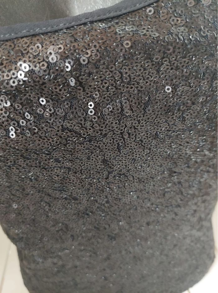 Débardeur bretelles bi matière sequins noirs Atmosphère  T40 neuf 🪩 - photo numéro 4