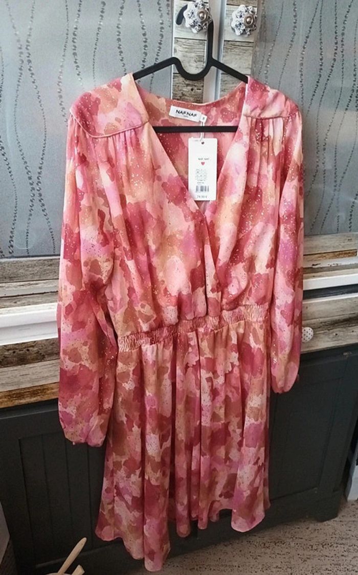 Robe légère rose pailletés naf naf taille 38