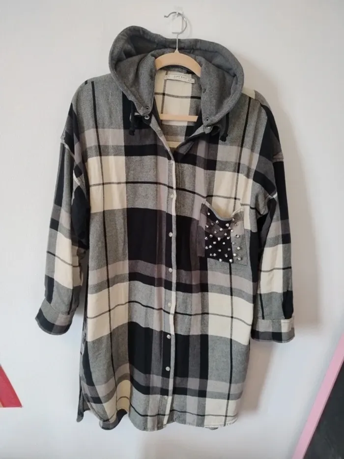 Très belle veste chemise d'hiver longue Zara