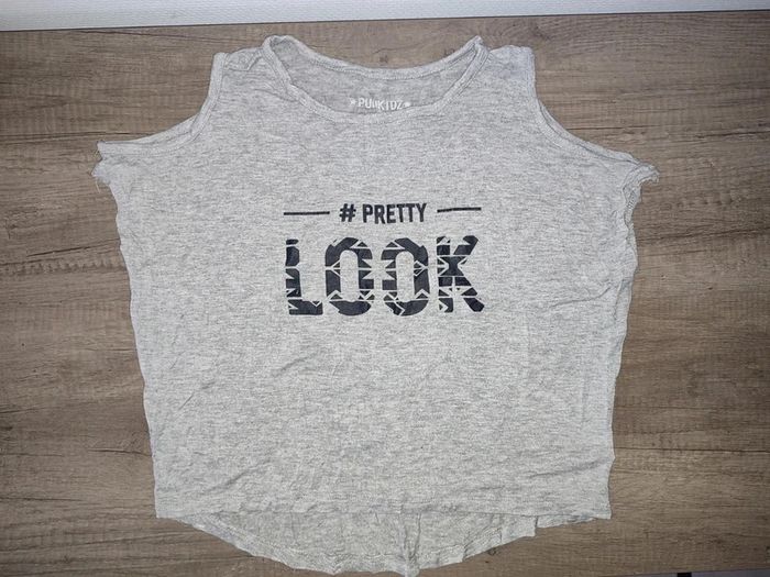 T shirt gris 8 ans Punkidz " Pretty look "