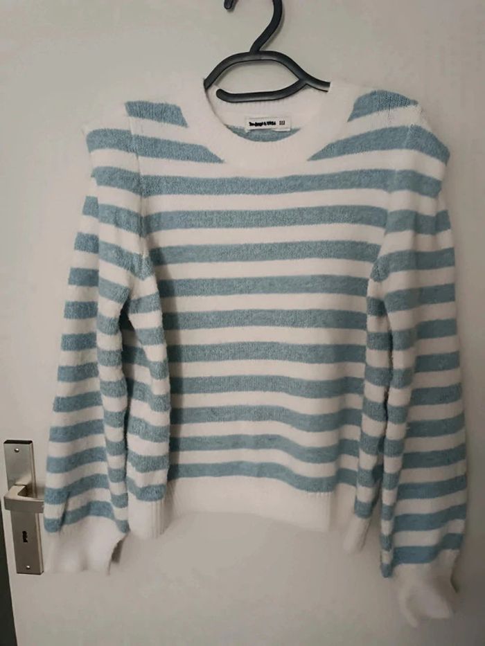 Pull rayures marinière épaulettes Taille Unique In April 1986 En très bon état - photo numéro 2