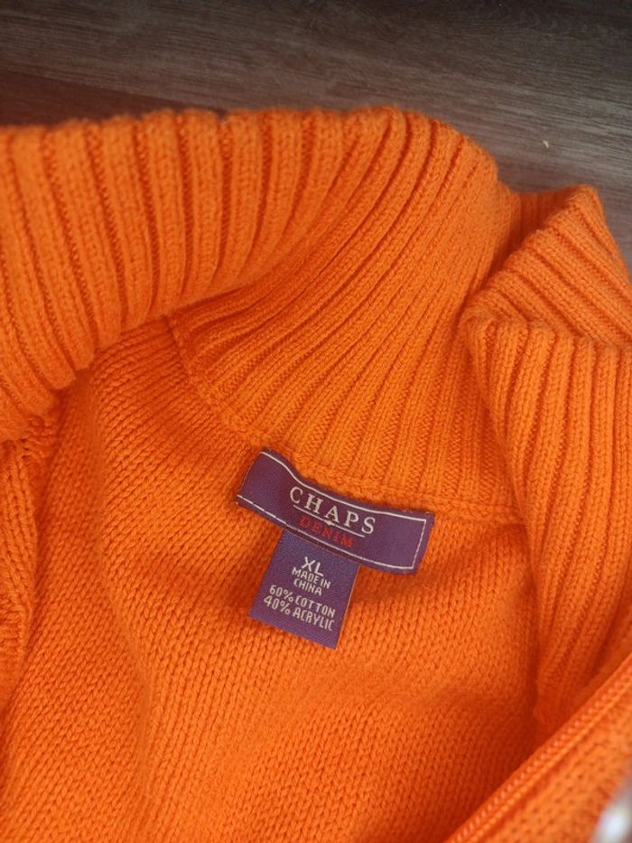 Veste zip torsadé chaps denim en très bon état orange - photo numéro 3
