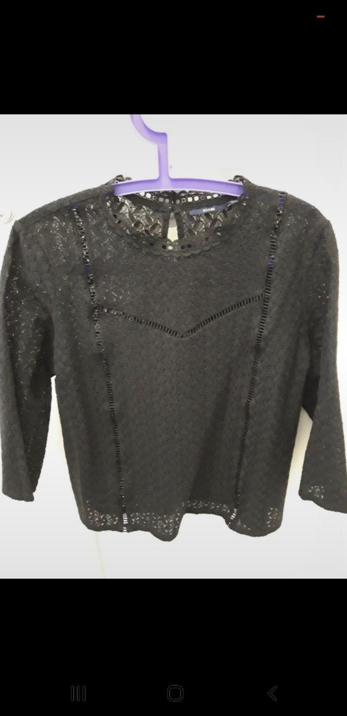 Blouse noire dentelle Kiabi