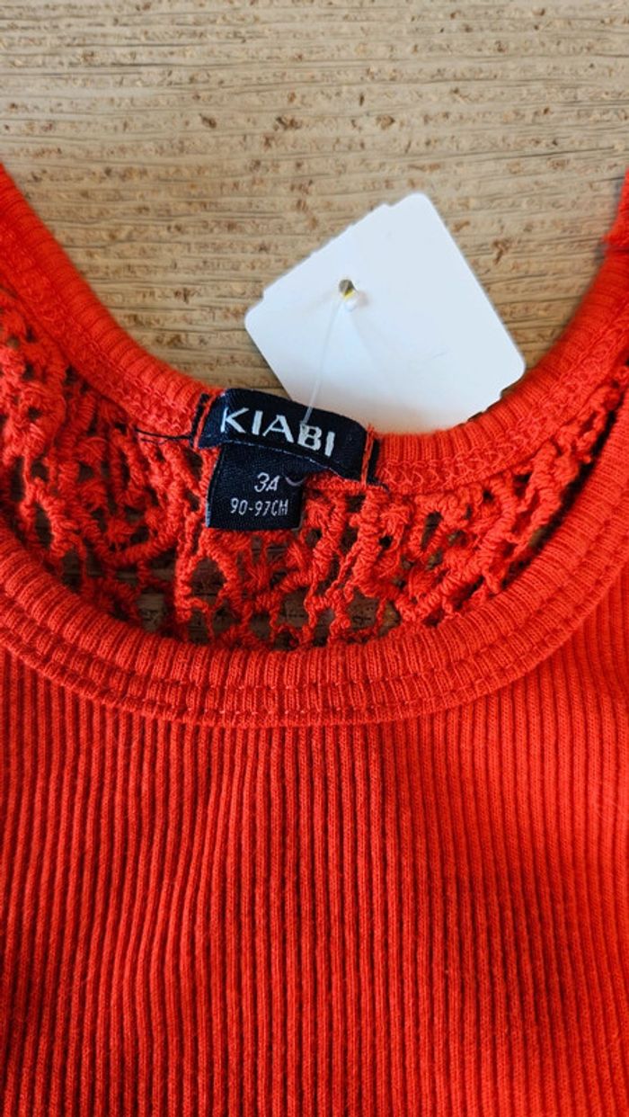 Débardeur rouge cotellé, avec broderie dans le haut dj fos, Kiabi, 3 ans, nickel - photo numéro 3