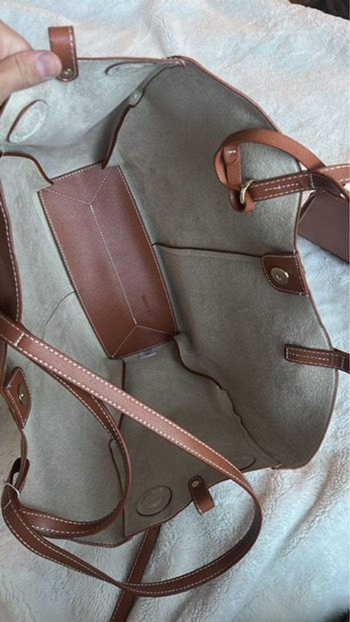 Sac à main marron fourre-tout camel - photo numéro 5
