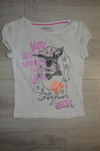 Tee shirt manches courtes lapin blanc Orchestra 5 ans