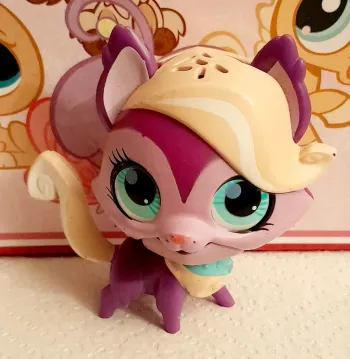 Figurine Littlest Pet Shop Chat violet et beige