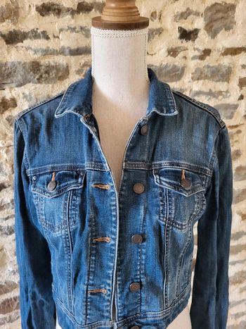 Veste en jean courte bleue foncée Mango Jeans Taille S ou 36