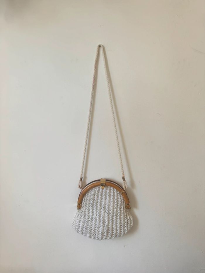 Sac blanc en rotin Vintage Authentique