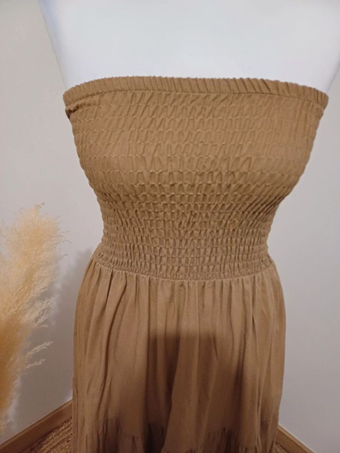Robe longue beige smockée taille S/M/L 36/38/40 - photo numéro 2
