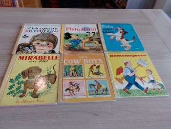 Lot de 6 livres, un petit livre d'or, les album rose (état variable)