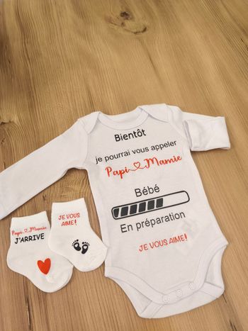 Ensemble annonce grossesse cadeau surprise mamie et Papi j'arrive