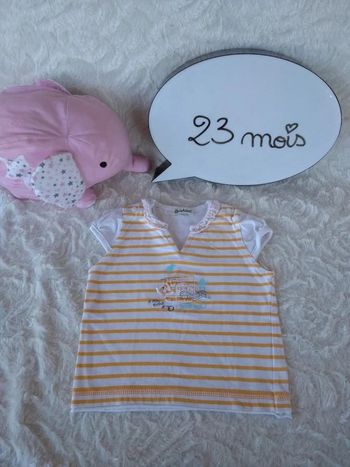 Tee shirt chemise manches courtes Fille 23 mois Mer Alphabet 100% coton