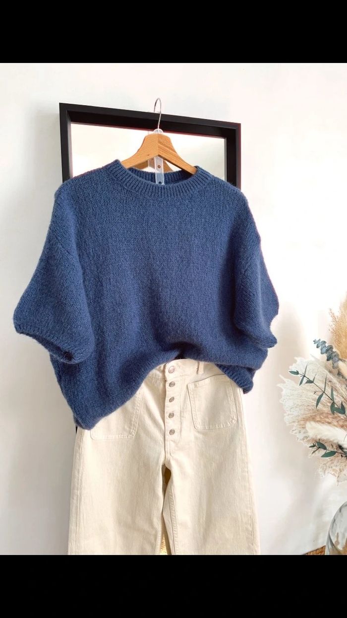 Pull bleu jean avec mohair - TU