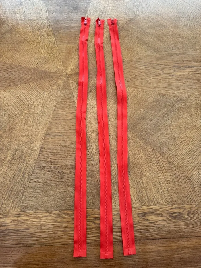 Lot de 3 Fermetures éclair zip séparables de 5 mm, couleur ton sur ton, 75 cm Delrin
